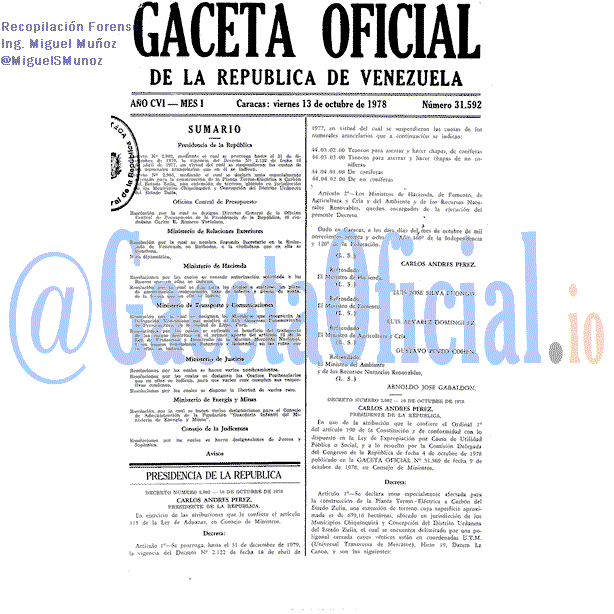 Gaceta Oficial 31592 del 13 Octubre 1978