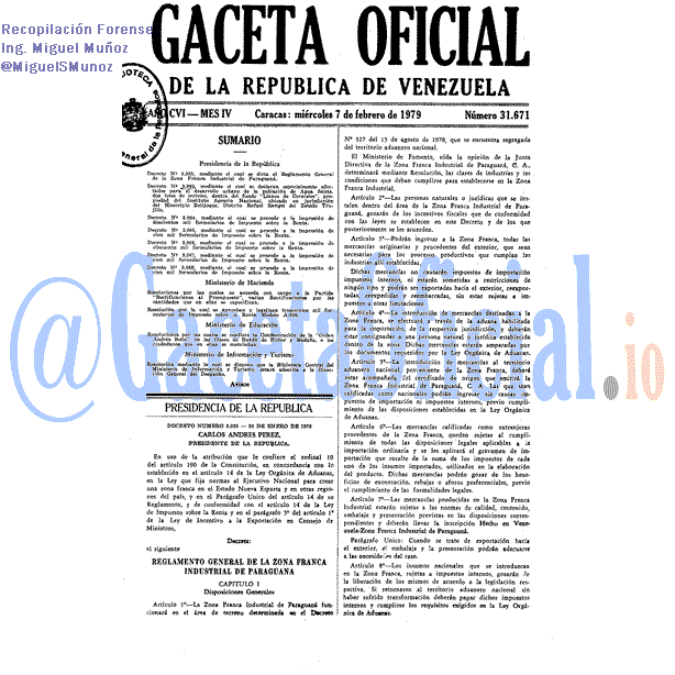 Gaceta Oficial 31671 del 7 Febrero 1979