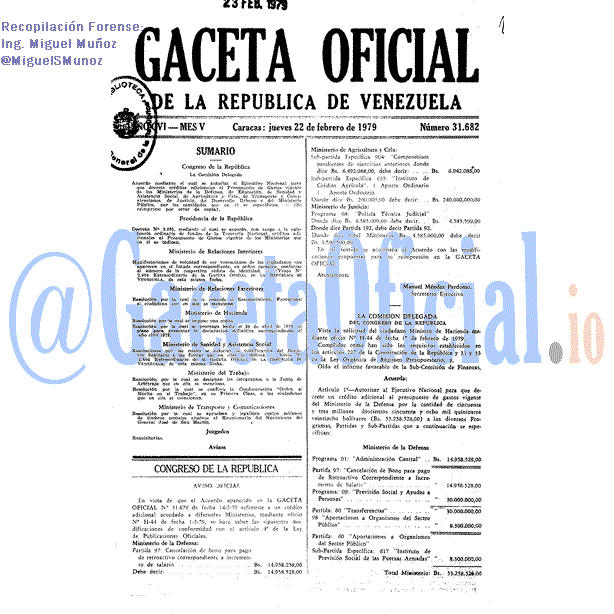 Gaceta Oficial 31682 del 22 Febrero 1979