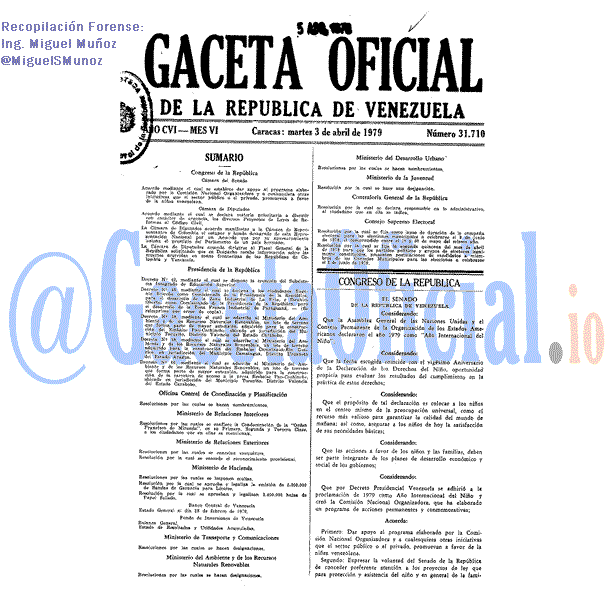 Gaceta Oficial 31710 del 3 Abril 1979