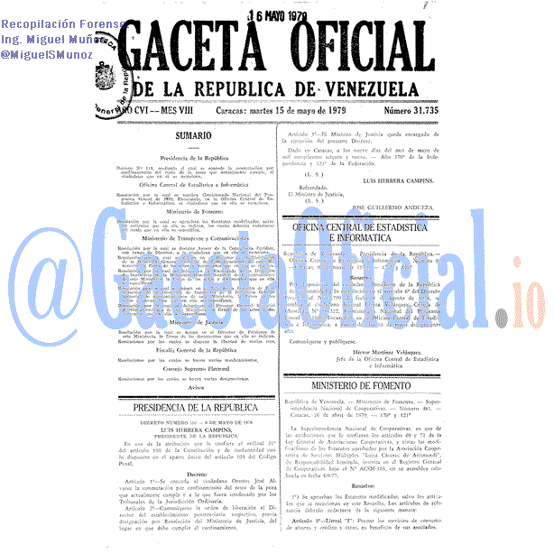 Gaceta Oficial 31735 del 15 Mayo 1979