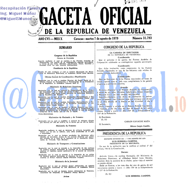 Gaceta Oficial 31793 del 7 Agosto 1979