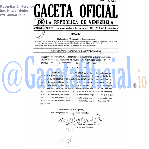Gaceta Oficial 2558 del 5 Febrero 1980