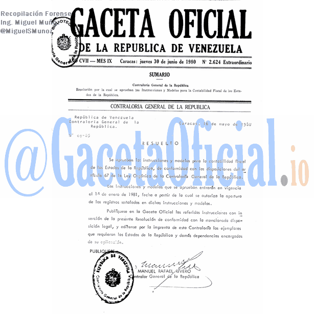 Gaceta Oficial 2624 del 30 Junio 1980