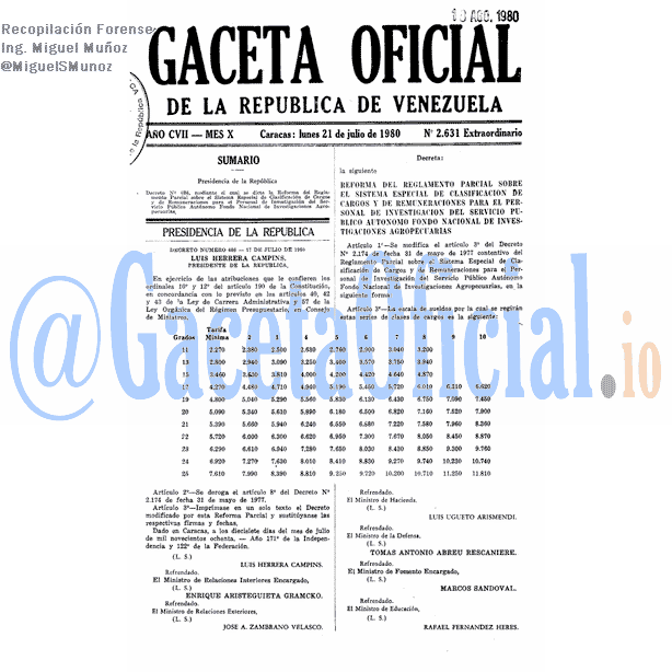 Gaceta Oficial 2631 del 21 Julio 1980