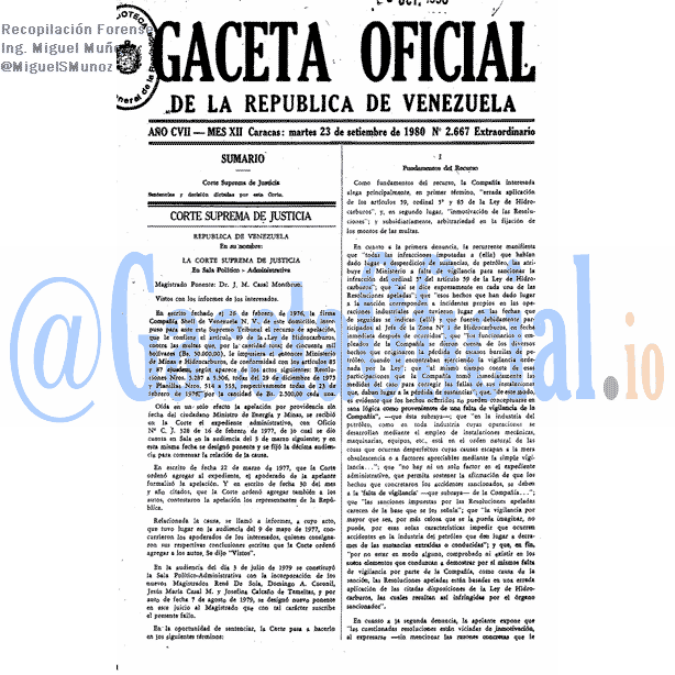 Gaceta Oficial 2667 del 23 Septiembre 1980