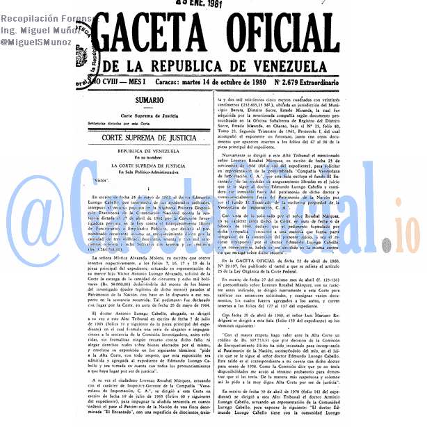 Gaceta Oficial 2679 del 14 Octubre 1980