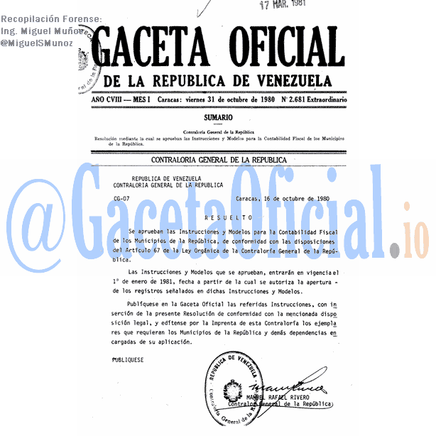 Gaceta Oficial 2681 del 31 Octubre 1980