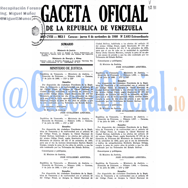 Gaceta Oficial 2683 del 6 Noviembre 1980