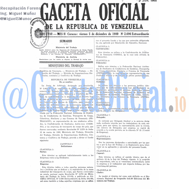 Gaceta Oficial 2696 del 5 Diciembre 1980