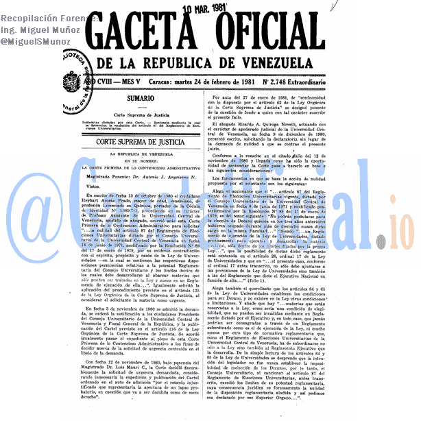 Gaceta Oficial 2748 del 24 Febrero 1981