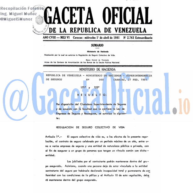 Gaceta Oficial 2763 del 1 Abril 1981