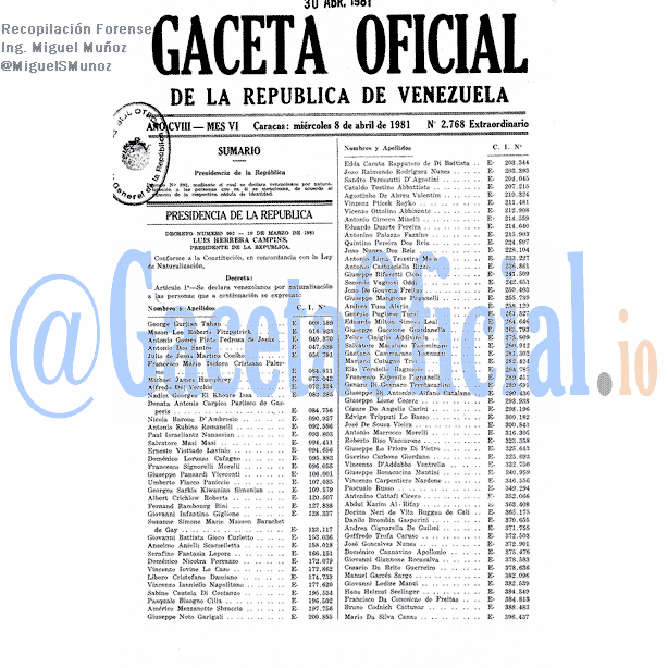 Gaceta Oficial 2768 del 8 Abril 1981