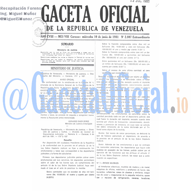 Gaceta Oficial 2807 del 10 Junio 1981