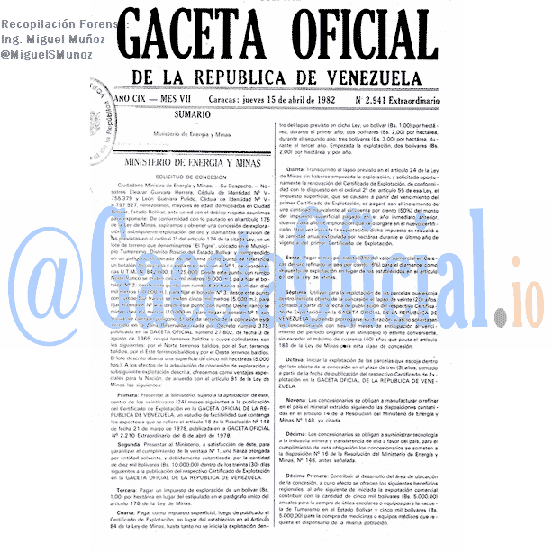 Gaceta Oficial 2941 del 15 Abril 1982