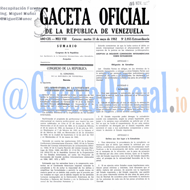 Gaceta Oficial 2955 del 11 Mayo 1982