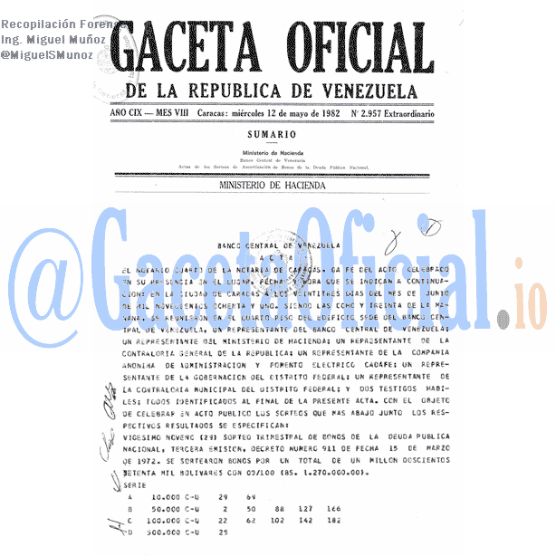 Gaceta Oficial 2957 del 12 Mayo 1982