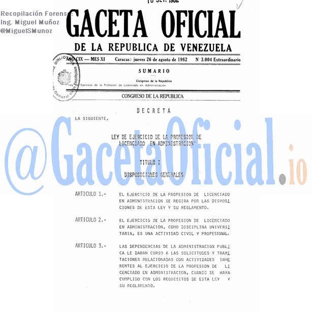 Gaceta Oficial 3004 del 26 Agosto 1982