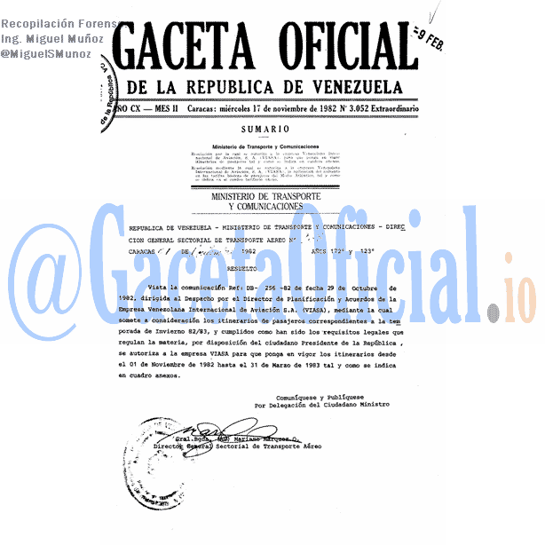 Gaceta Oficial 3052 del 17 Noviembre 1982