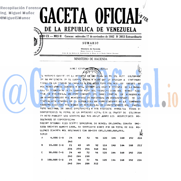 Gaceta Oficial 3053 del 17 Noviembre 1982