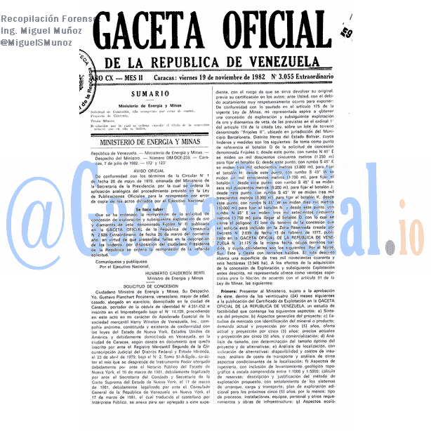 Gaceta Oficial 3055 del 19 Noviembre 1982
