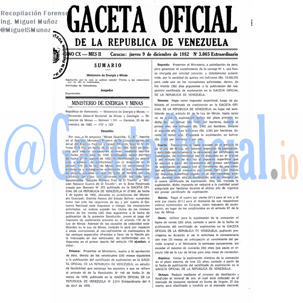 Gaceta Oficial 3065 del 9 Diciembre 1982