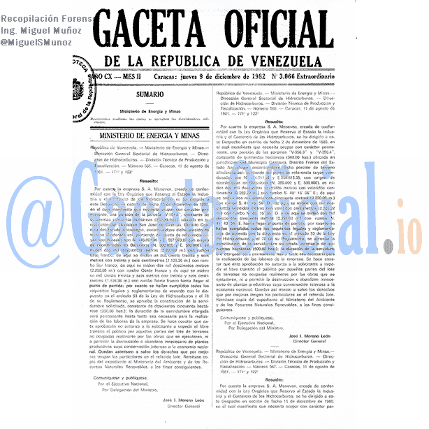 Gaceta Oficial 3066 del 9 Diciembre 1982