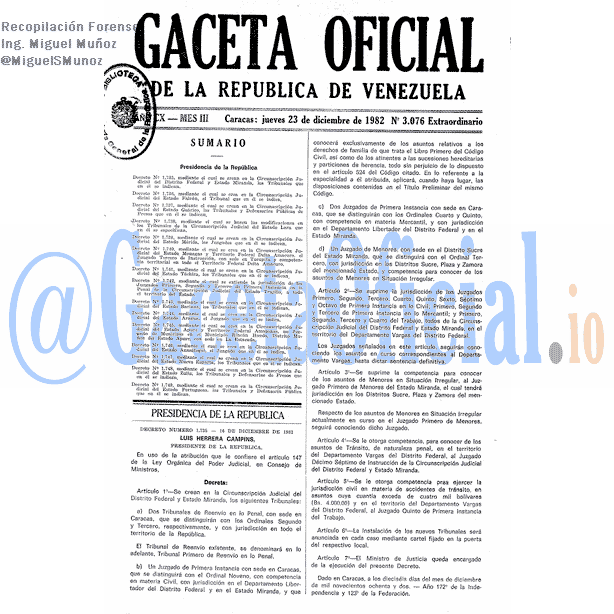 Gaceta Oficial 3076 del 23 Diciembre 1982