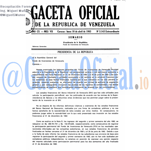 Gaceta Oficial 3143 del 18 Abril 1983
