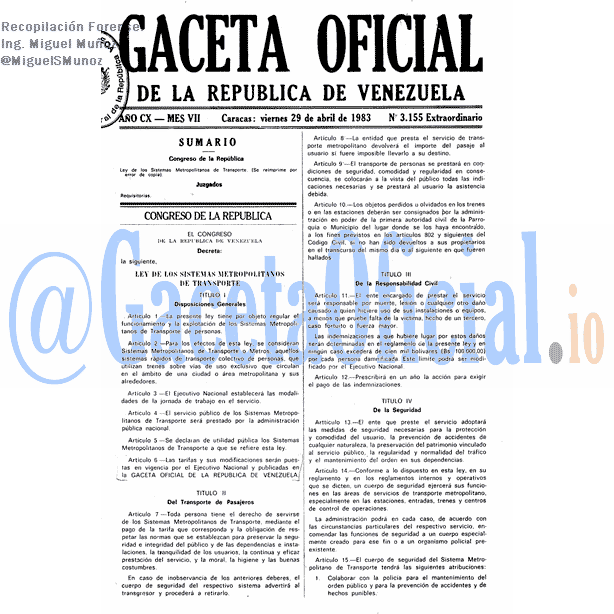 Gaceta Oficial 3155 del 29 Abril 1983