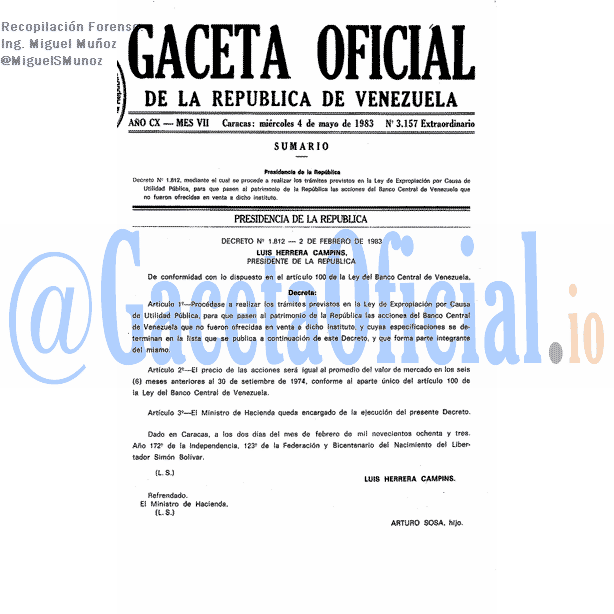 Gaceta Oficial 3157 del 4 Mayo 1983