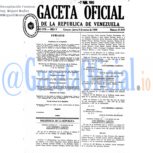 Gaceta Oficial 31938 del 6 Marzo 1980