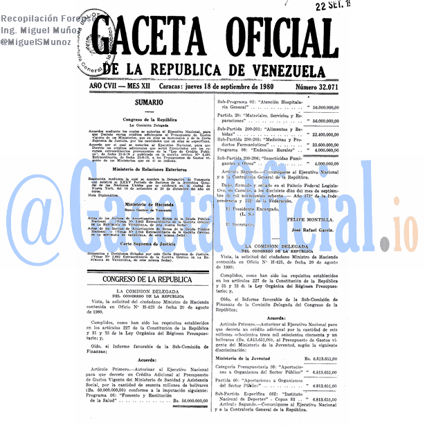 Gaceta Oficial 32071 del 18 Septiembre 1980