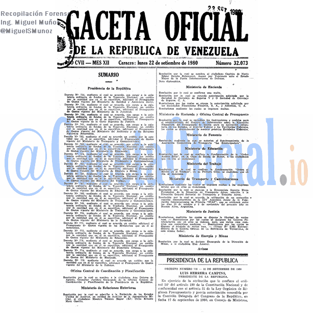 Gaceta Oficial 32073 del 22 Septiembre 1980