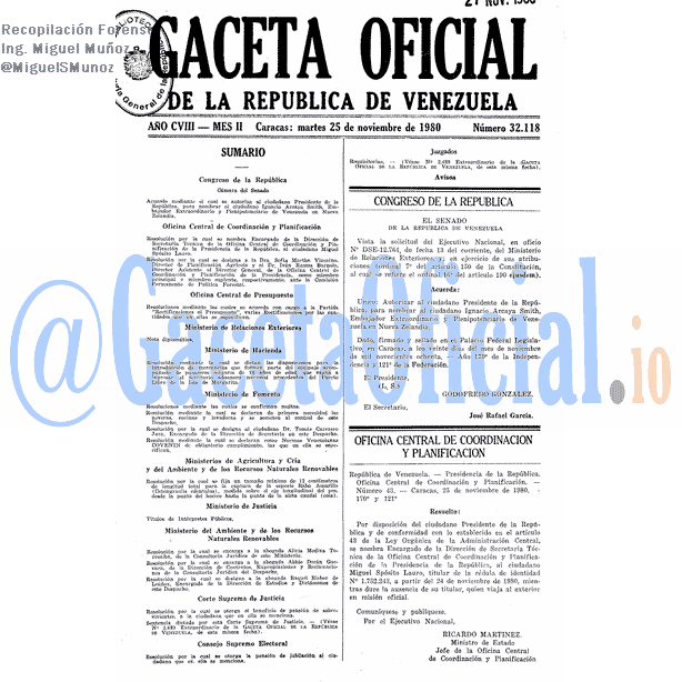 Gaceta Oficial 32118 del 25 Noviembre 1980
