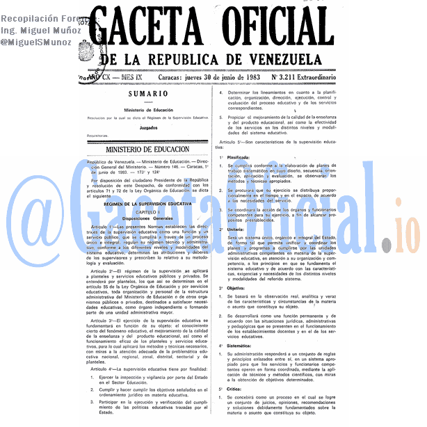 Gaceta Oficial 3211 del 30 Junio 1983