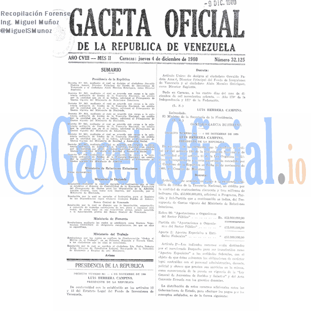 Gaceta Oficial 32125 del 4 Diciembre 1980