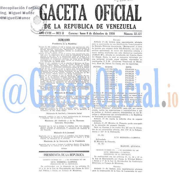 Gaceta Oficial 32127 del 8 Diciembre 1980