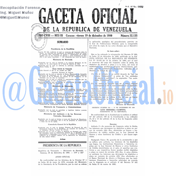 Gaceta Oficial 32135 del 19 Diciembre 1980