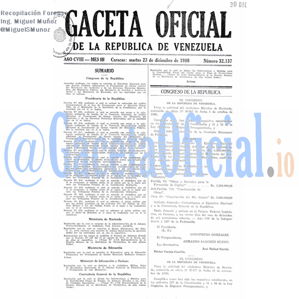 Gaceta Oficial 32137 del 23 Diciembre 1980
