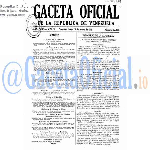 Gaceta Oficial 32155 del 26 Enero 1981