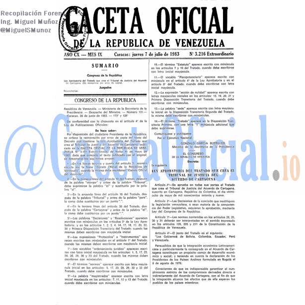 Gaceta Oficial 3216 del 7 Julio 1983
