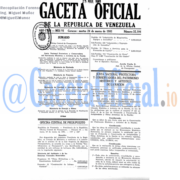 Gaceta Oficial 32194 del 24 Marzo 1981
