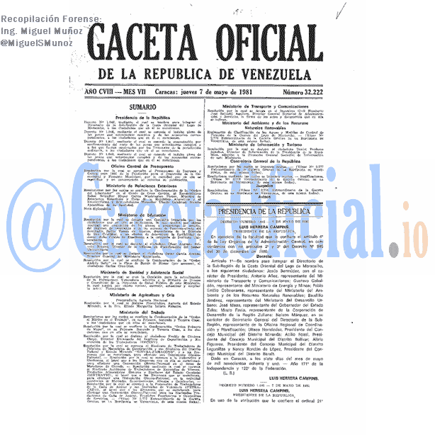 Gaceta Oficial 32222 del 7 Mayo 1981