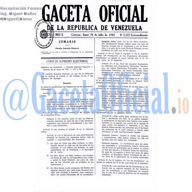 Gaceta Oficial 3222 del 18 Julio 1983