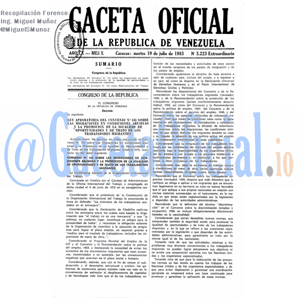Gaceta Oficial 3223 del 19 Julio 1983