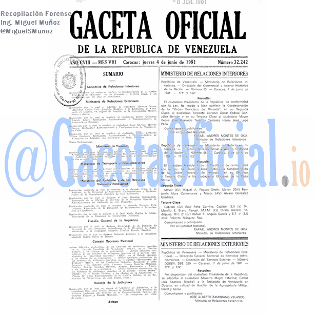 Gaceta Oficial 32242 del 4 Junio 1981