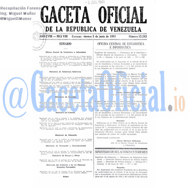 Gaceta Oficial 32243 del 5 Junio 1981