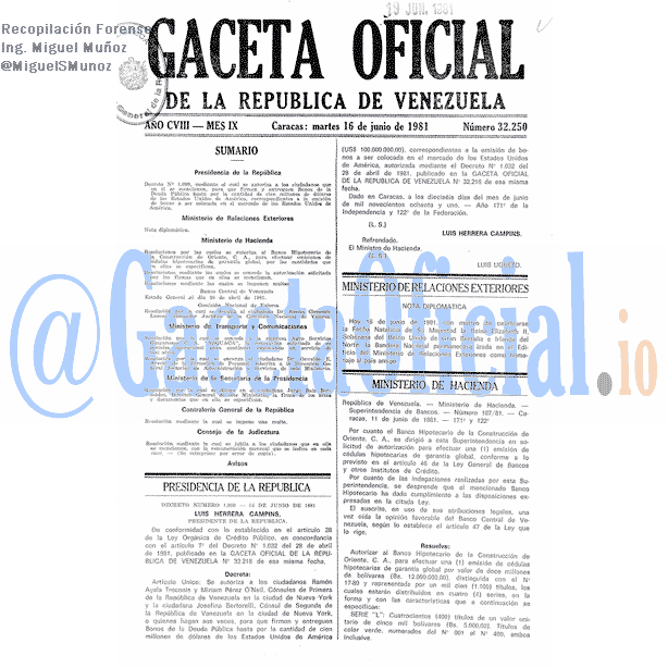 Gaceta Oficial 32250 del 16 Junio 1981