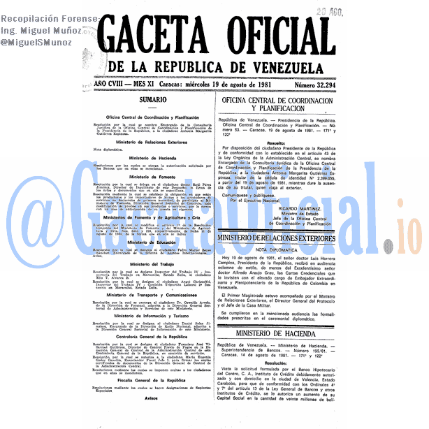 Gaceta Oficial 32294 del 19 Agosto 1981
